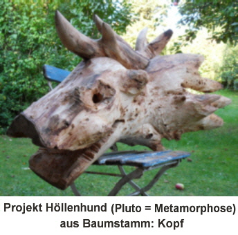 Hllenhund-Projekt aus Baumstamm, Kopf m